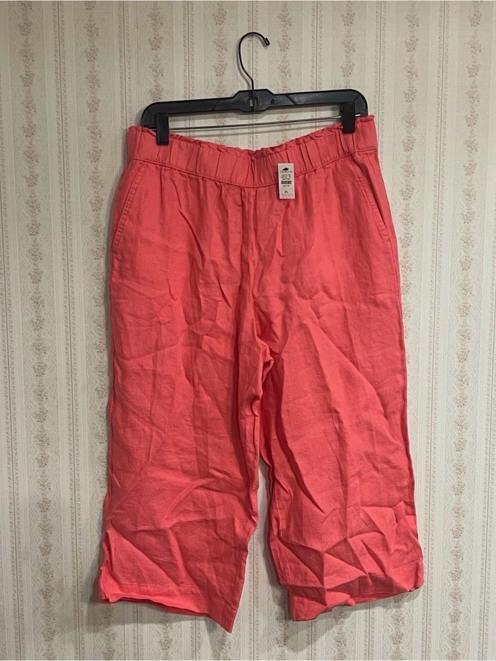 Coral Wide-Leg Linen Blend Pants